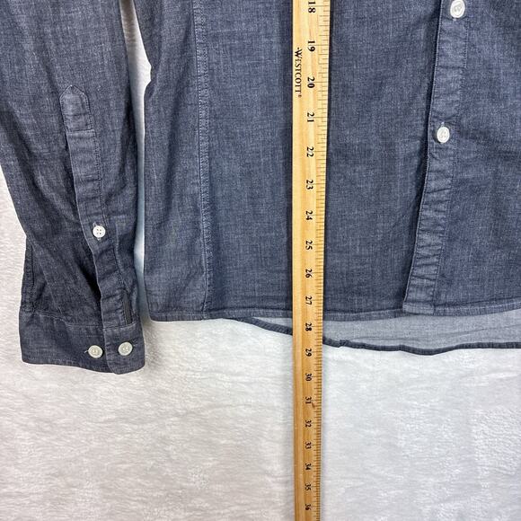 Rapha Cycling Mens XL Cutter Shirt Navy Blue Stretch Chambray Commuter Messenger - Picture 6 of 8